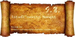 Istvánovits Nanett névjegykártya